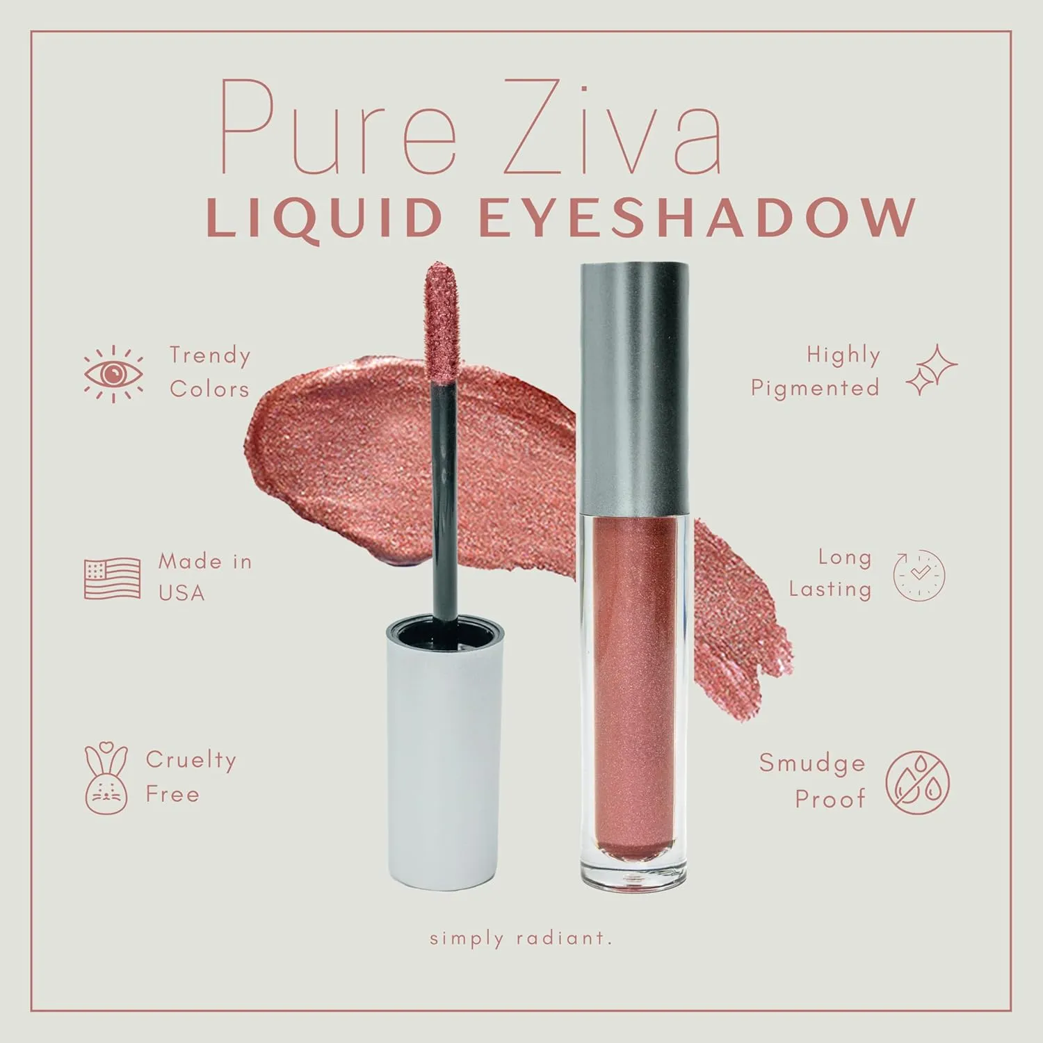 Red Garnet Shimmering Metallic Liquid to Powder Eyeshadow & Eyeliner, No Animal Testing & Cruelty Free