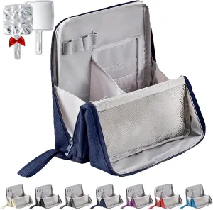 Relevanton Standing Makeup Bag, Standing Makeup Bag – Portable, Large Capacity, Stand Up Make Up Bag, Multi-Purpose Large Capacity Oxford Cloth Toiletry Bag,Vertical Makeup Organizer Bag (Navy Blue)