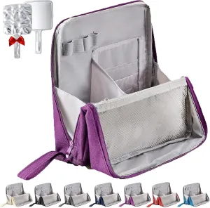 Relevanton Standing Makeup Bag, Standing Makeup Bag – Portable, Large Capacity, Stand Up Make Up Bag, Multi-Purpose Large Capacity Oxford Cloth Toiletry Bag,Vertical Makeup Organizer Bag (Purple)