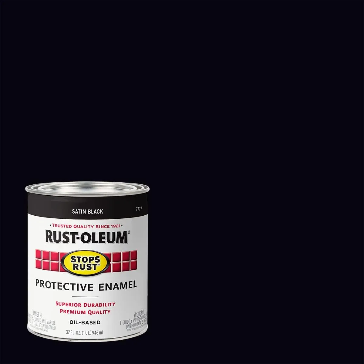 Rust-Oleum 7777502 Protective Enamel Paint Stops Rust, 32-Ounce, Black Satin Finish, 1 Quarts (Pack of 1)