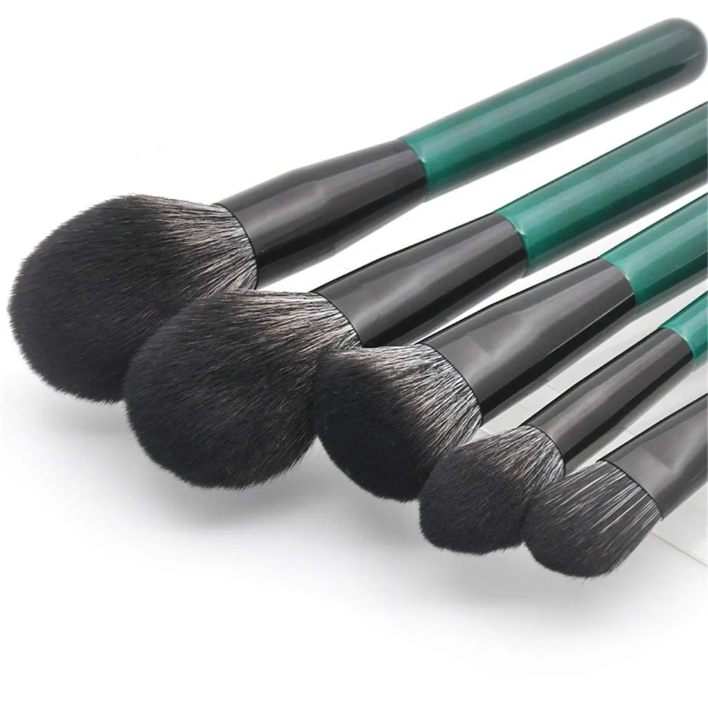 Set And 12Pcs Makeup Green Handle Wooden With Black Brush Fiber White Dark Brush Brush Highlight Brushes for Color (Green, One Size)