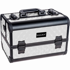 SHANY Premier Fantasy Professional Makeup Train Case Cosmetic Box Portable Makeup Case Organizer Jewelry storage with Locks, 3 Trays, Makeup Brush Holder and Cosmetics Mirror - Snow White