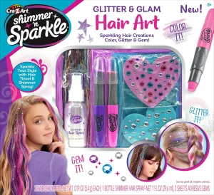 Shimmer ‘n Sparkle Glitter and Glam Metallic Hair Art Set with Hair Chalk Pens and Hair Gems by Cra-Z-Art