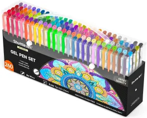 Shuttle Art 260 Pack Gel Pens Set, 130 Colors with 130 Refills for Adults Coloring Books Drawing Crafts Scrapbooking Journaling