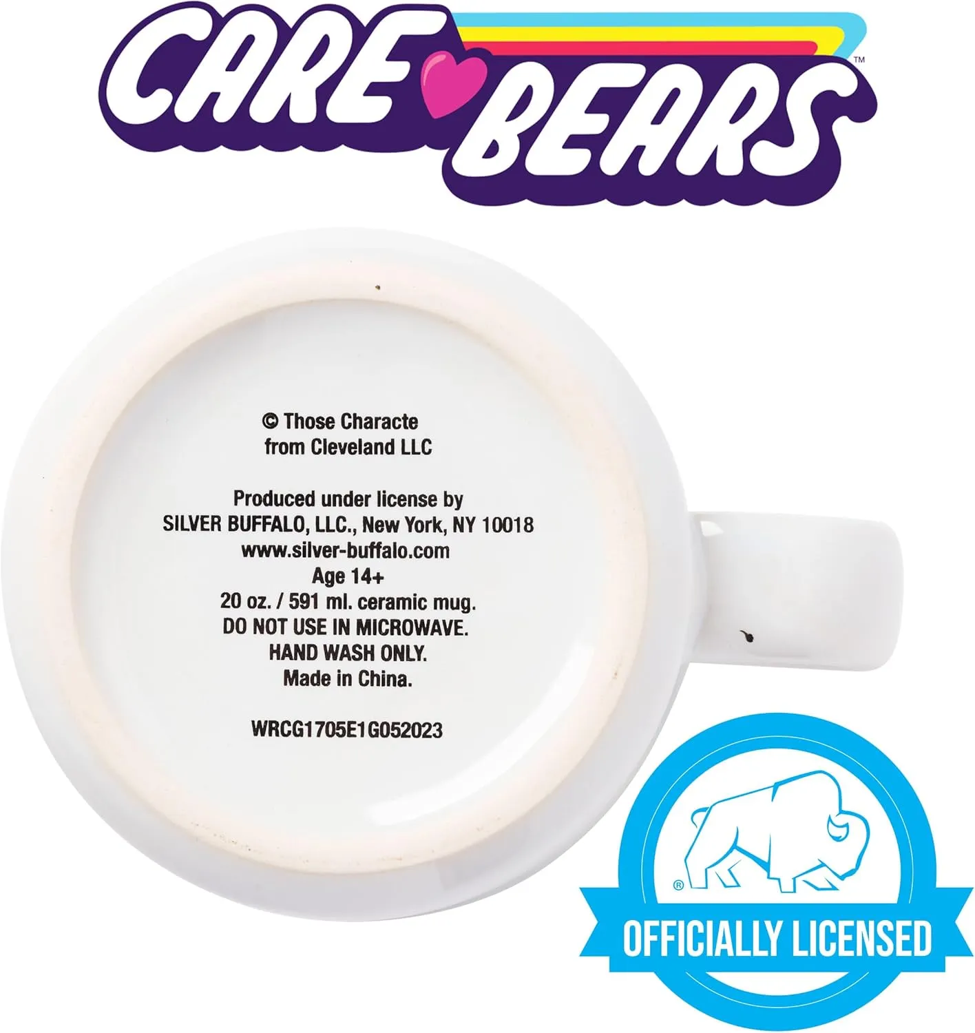 Silver Buffalo Care Bears Featuring Good Luck, Tenderheart, Bedtime, and Cheer Bear Rainbow Heart Ceramic Camper Mug, 20 Ounces