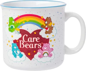 Silver Buffalo Care Bears Featuring Good Luck, Tenderheart, Bedtime, and Cheer Bear Rainbow Heart Ceramic Camper Mug, 20 Ounces