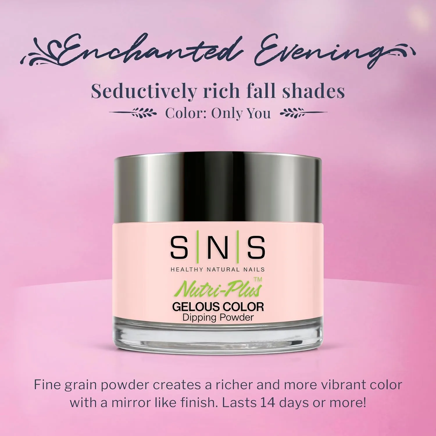 SNS Nail Dip Powder, Gelous Color Dipping Powder - Only You (Pink), EE17- Long-Lasting Acrylic Nail Color & Polish Lasts 14 Days - Low-Odor & No UV Lamp - 1.5 Oz