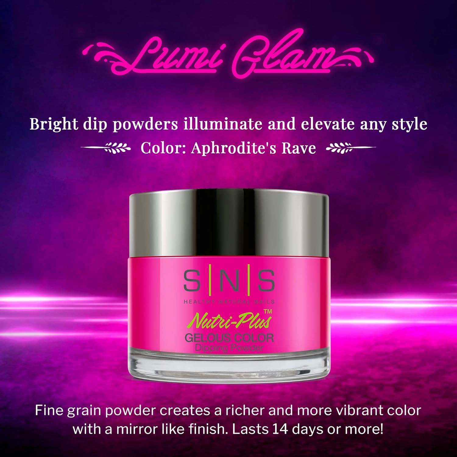 SNS Nail Dip Powder, Gelous Color Dipping Powder - Aphrodite's Rave (Pink/Fuchsia, Neon) - Long-Lasting Dip Powders Nail Color Lasts 14 Days - Low-Odor & No UV Lamp Required - 1 oz