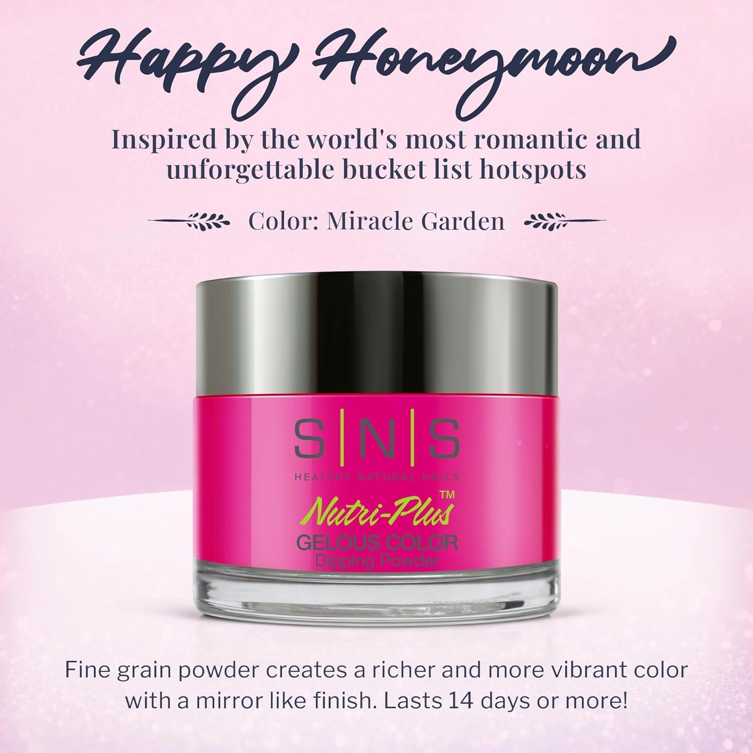 SNS Nail Dip Powder, Gelous Color Dipping Powder - Miracle Garden (Pink/Fuchsia, Cream) - Long-Lasting Dip Nail Color Dip Nail Color Lasts 14 Days - Low Odor & No UV Lamp Needed - 1.5 Oz