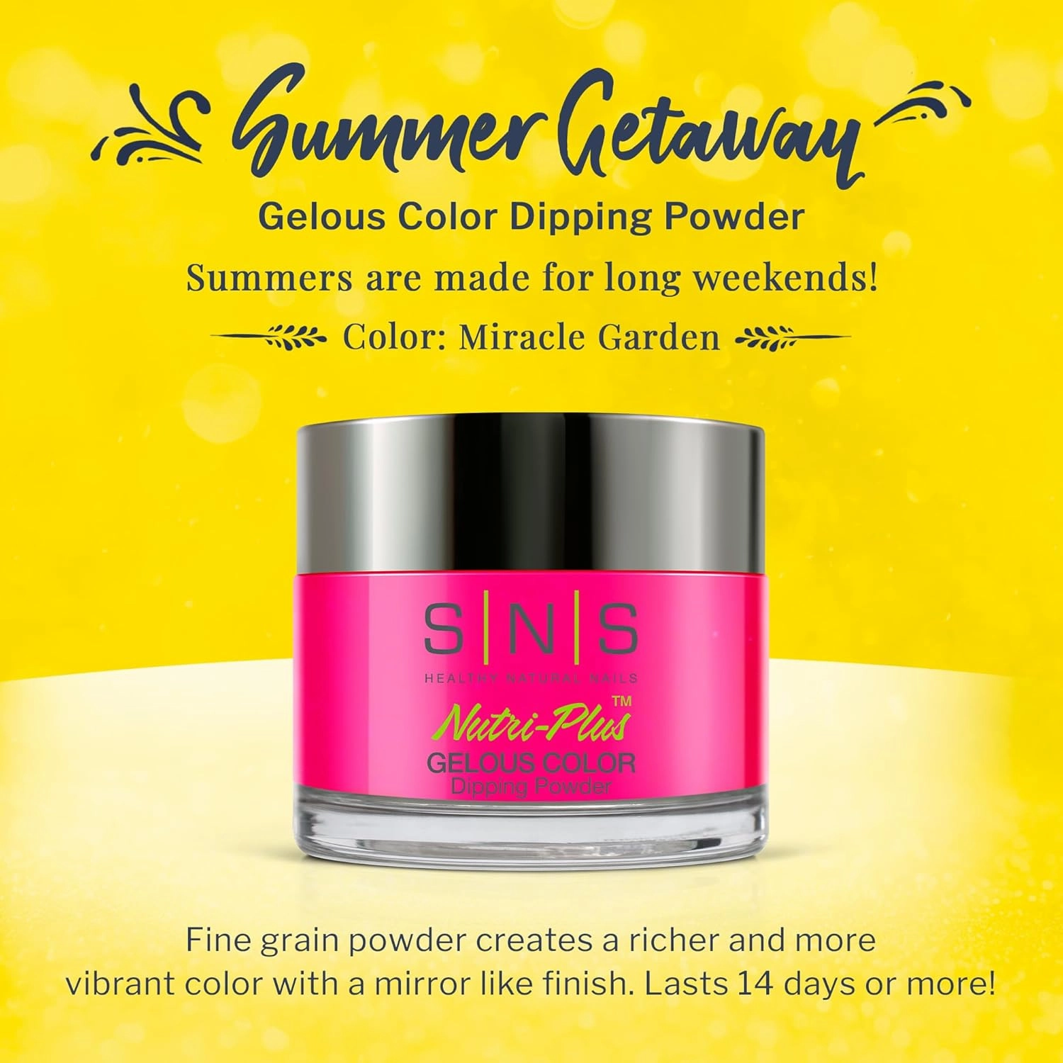 SNS Nail Dip Powder, Gelous Color Dipping Powder - Miracle Garden (Pink/Fuchsia, Cream) - Long-Lasting Dip Nail Color Lasts 14 Days - Low-Odor & No UV Lamp Required - 1 OZ