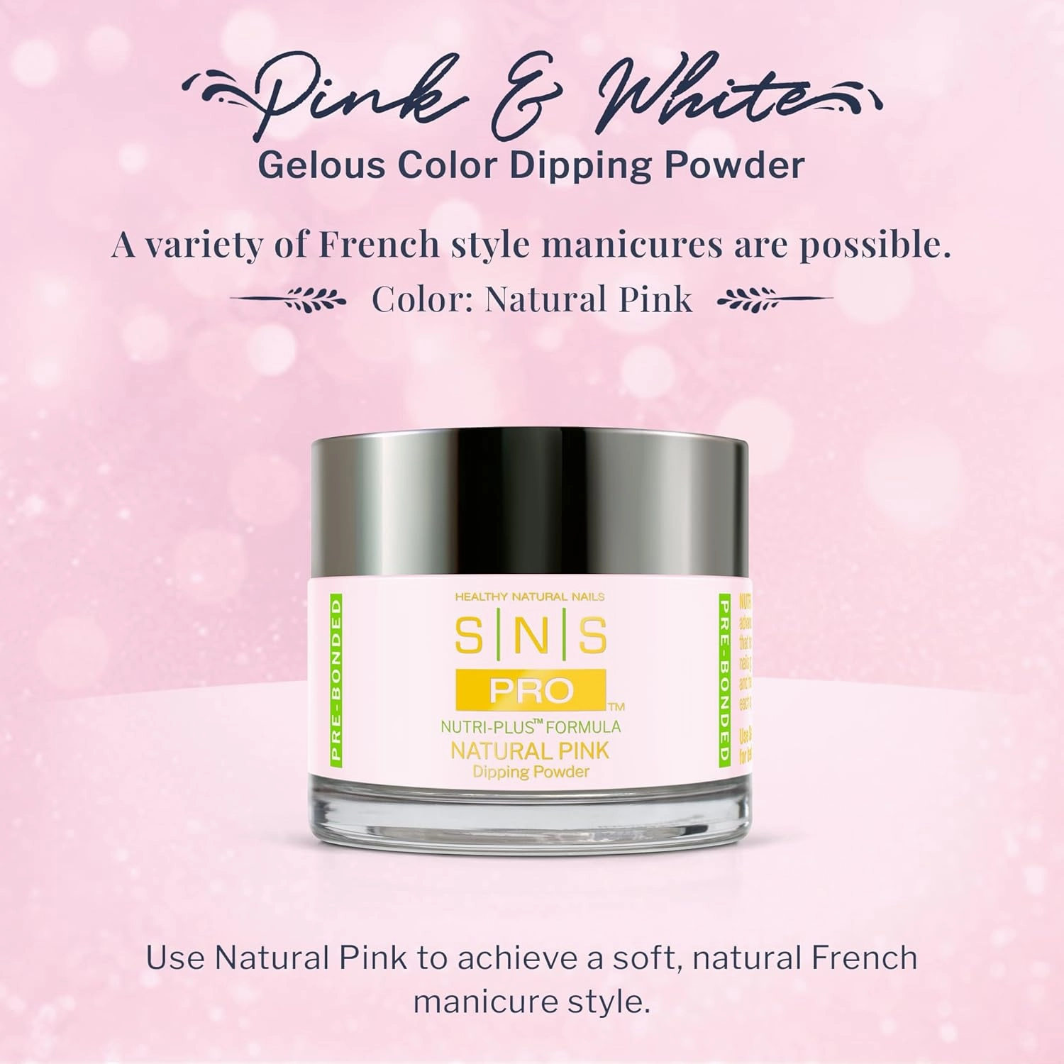 SNS Nail Dip Powder, Gelous Color Dipping Powder - Natural Pink (Natural/Nudes, Sheer), PWNP02 - Long-Lasting Acrylic Nail Color & Polish Lasts 14 Days - Odor-Free & No UV Lamp - 2 Oz