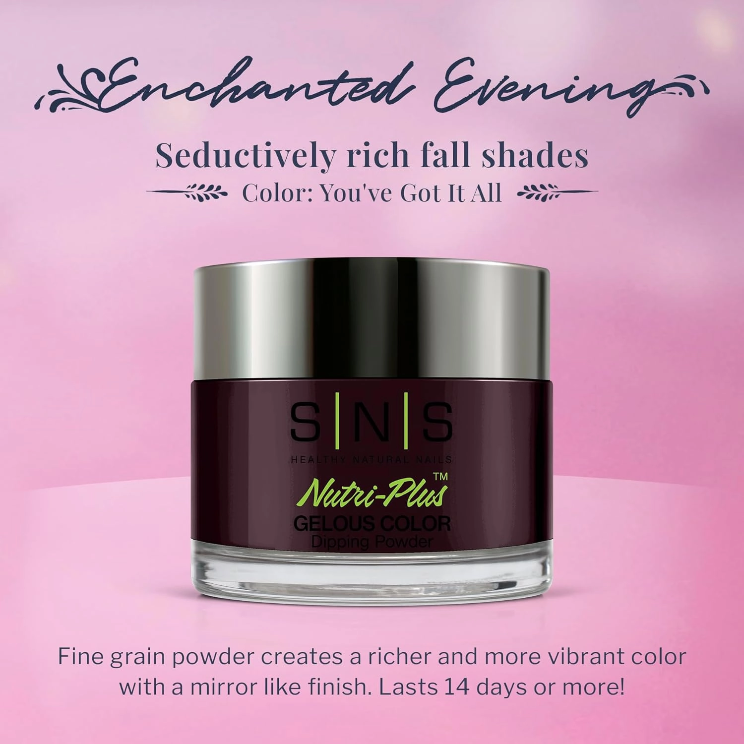 SNS Nail Dip Powder, Gelous Color Dipping Powder - You've Got It All (Purple/Plum), EE05 - Long-Lasting Acrylic Nail Color & Polish Lasts 14 Days - Low-Odor & No UV Lamp - 1.5 Oz