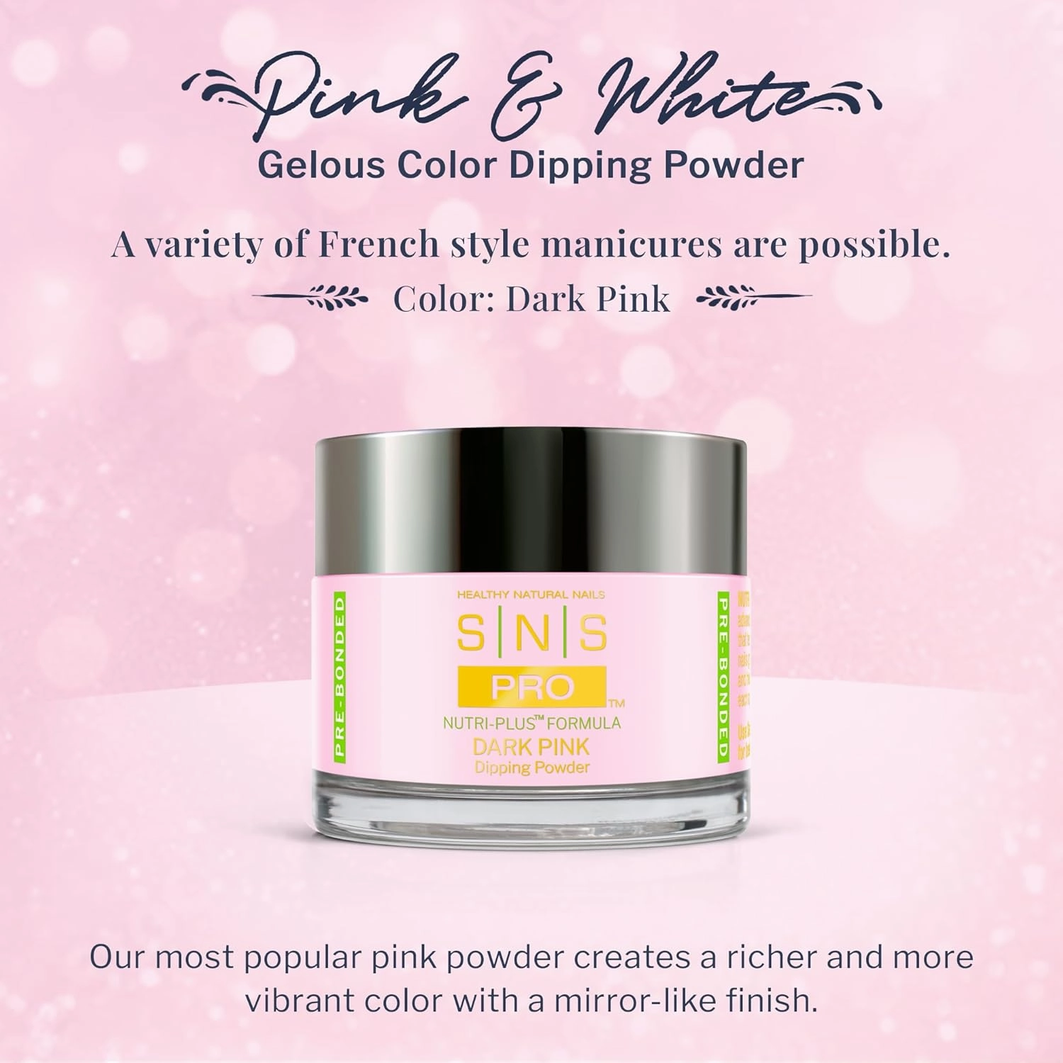 SNS Nail Dip Powder, Gelous Color Dipping Powder -Dark Pink (Natural/Nudes, Pink, Sheer), PWDP02 - Long-Lasting Acrylic Nail Color & Polish Lasts 14 Days - Odor-Free & No UV Lamp - 2 Oz
