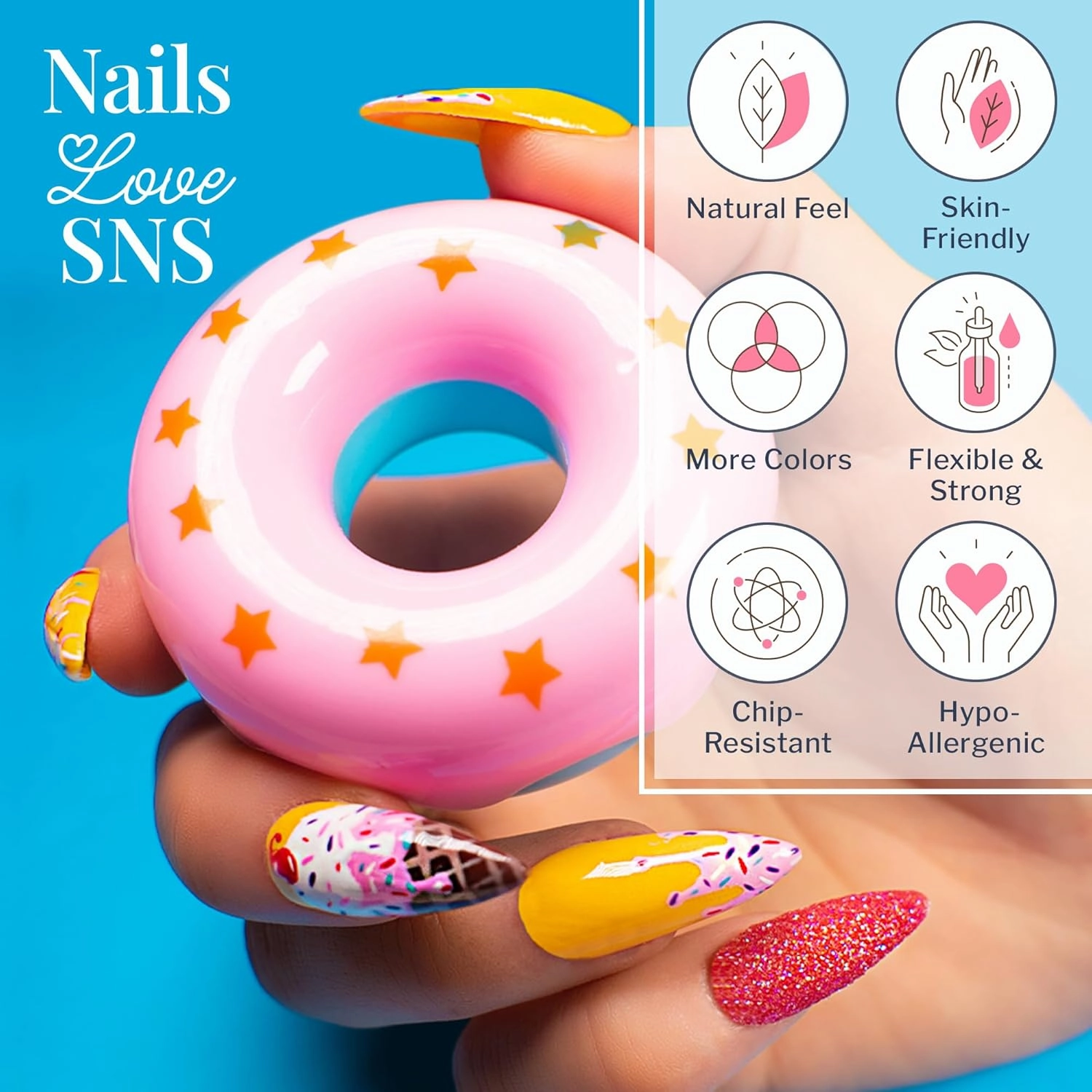 SNS Nails Dip Powder Kit, Gelous Color Dipping Powder Set - Candy Sprinkles Master 24-Piece Set - Long-Lasting Acrylic Nail Color & Polish Lasts 14 Days - Low Odor & No UV Lamp - 1.5 Oz