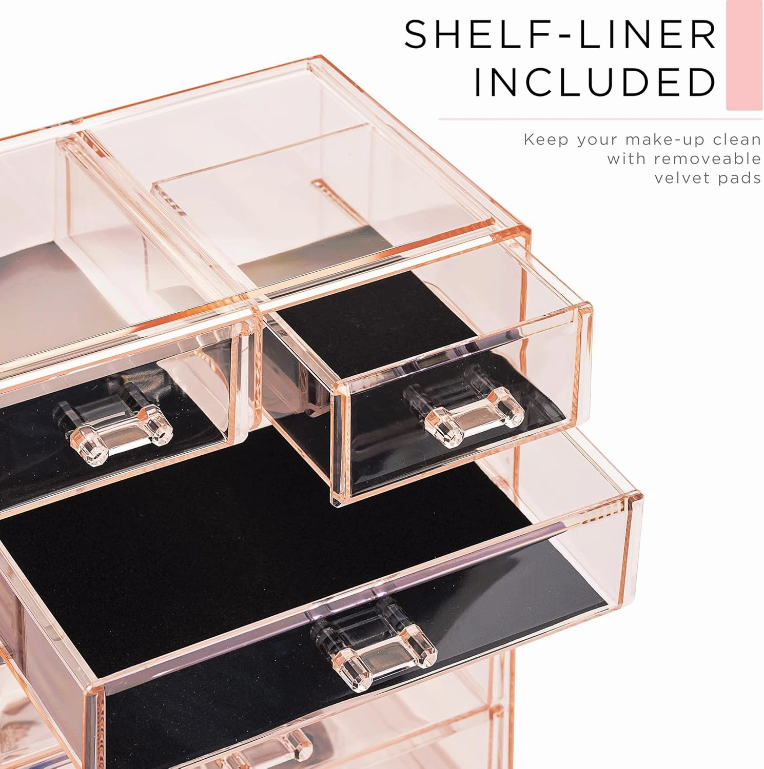 Sorbus Clear Cosmetic Makeup Organizer - Make Up & Jewelry Storage, Case & Display - Spacious Design - Great Holder for Dresser, Bathroom, Vanity & Countertop (4 Large, 2 Small Drawers) [Pink]