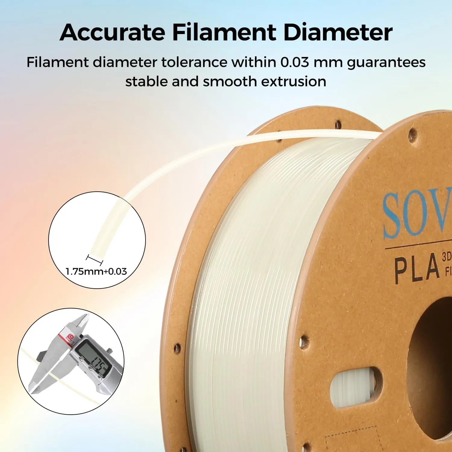 Sovol 3D Printer Glow in The Dark Filament Gradient Multicolor Fast Change PLA 1kg (2.2 lbs) Spool 3D Printing Materials, Dimensional Accuracy  /- 0.03 mm, 1.75 mm, Glow Multicolored