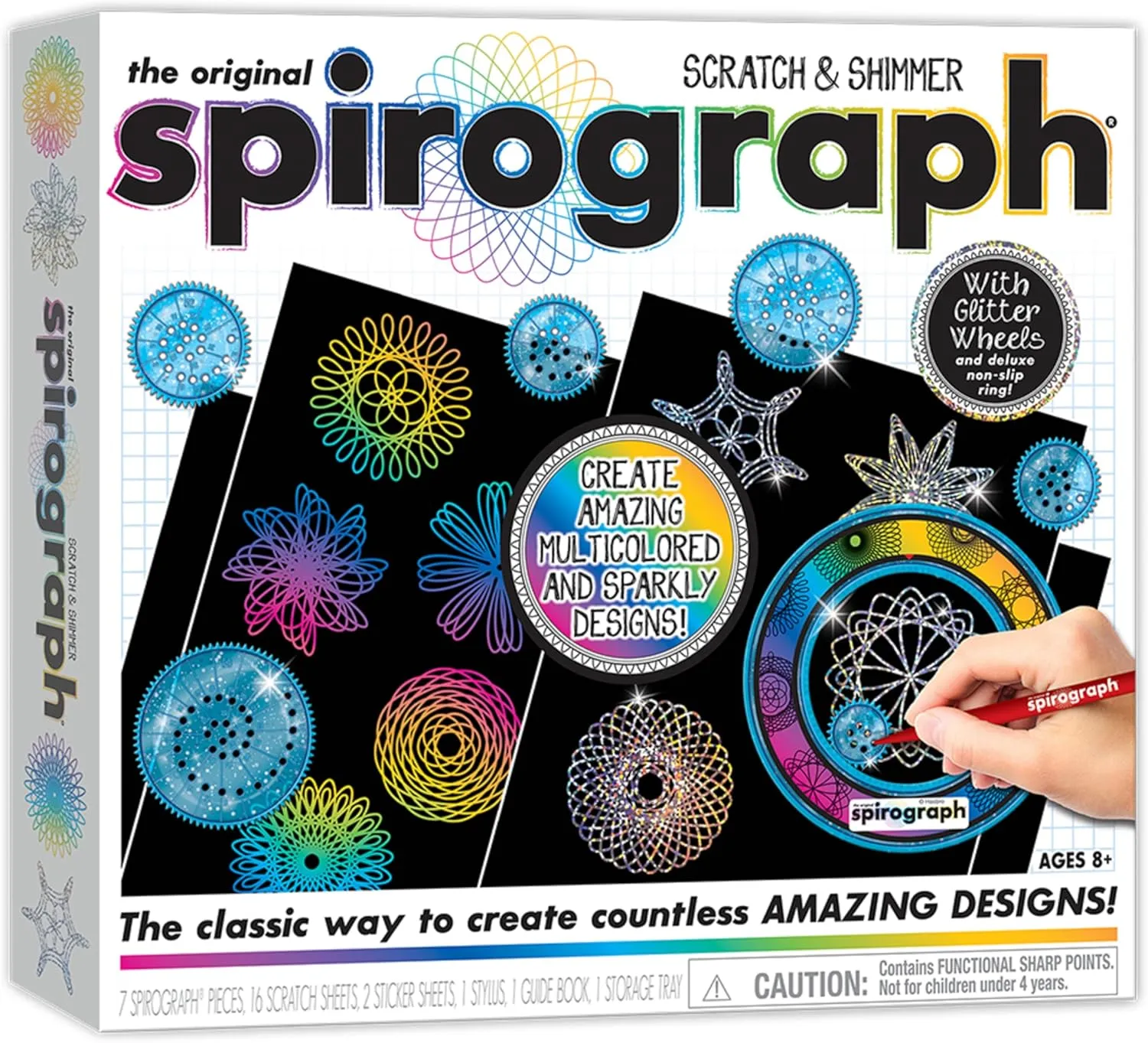 Spirograph Scratch & Shimmer – Arts and Crafts, Kids Toys, Art Supplies, Craft Supplies, Drawing Kit, Spiral Art, Classic Gear Design Kit, Magic Scratch Paper, Pen, Design Sheet Included, Ages 8 