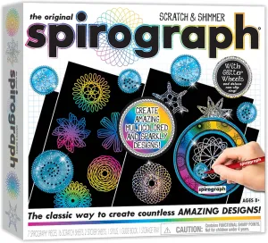 Spirograph Scratch & Shimmer – Arts and Crafts, Kids Toys, Art Supplies, Craft Supplies, Drawing Kit, Spiral Art, Classic Gear Design Kit, Magic Scratch Paper, Pen, Design Sheet Included, Ages 8 