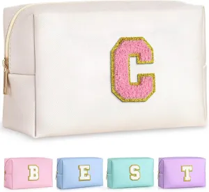 TOPEAST Airplane Travel Essentials - Travel Makeup Bag, Travel Essentials for Women White Small Makeup Bag Travel Cosmetic Bags for Women Travel Toiletry Bag (Pearly White C)