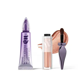 Urban Decay Eyeshadow Primer & Liquid Glitter Eyeshadow Bundle - Eyeshadow Primer Potion (0.33 Fl Oz) for Crease-free Eye Makeup - 24/7 Glaze-On Eyeshadow (Sugar Twist) for Buildable Shimmer