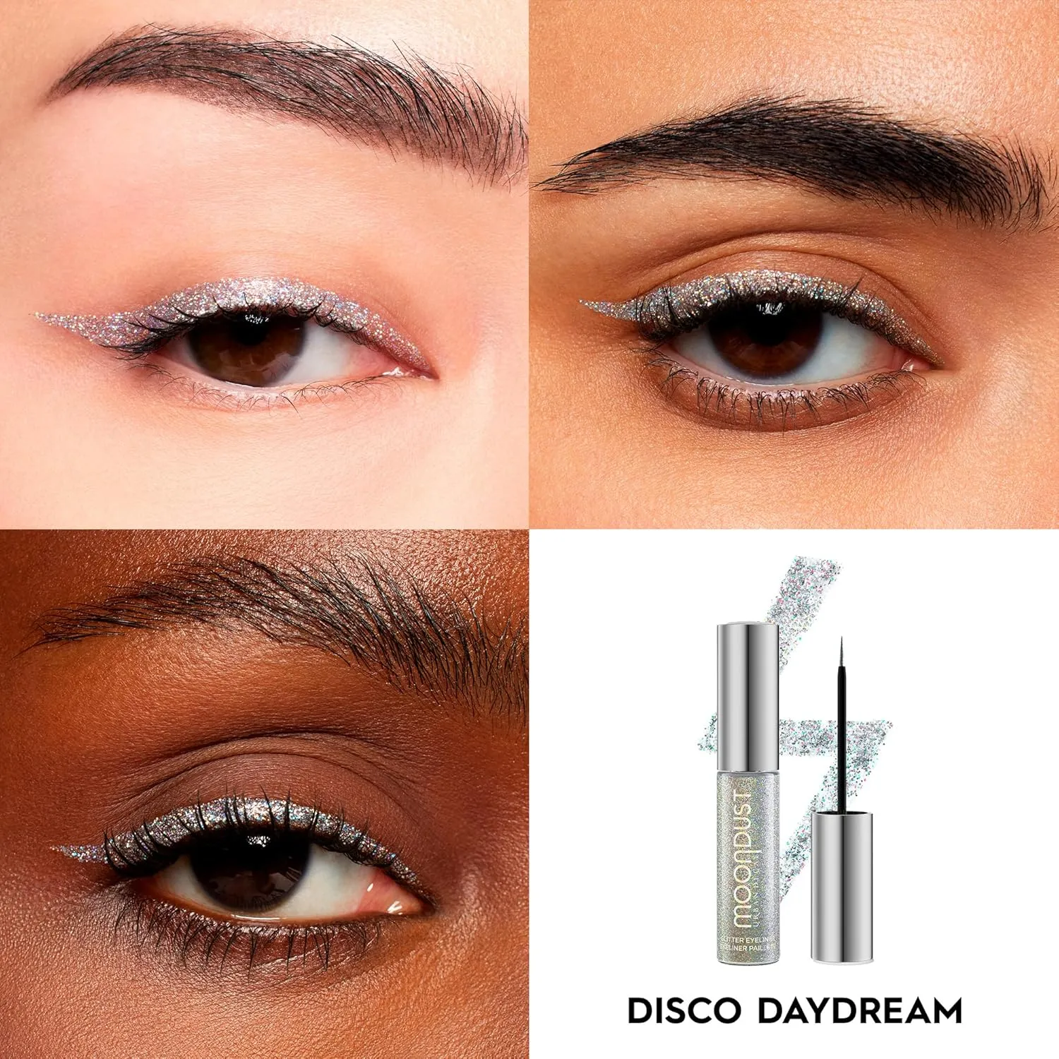 Urban Decay Moondust Liquid Glitter Eyeliner – Longwear Sparkle Liner & Eyeshadow Topper - Quick-Drying, Water-Based Formula – Buildable Shimmer Shades - Vegan Formula