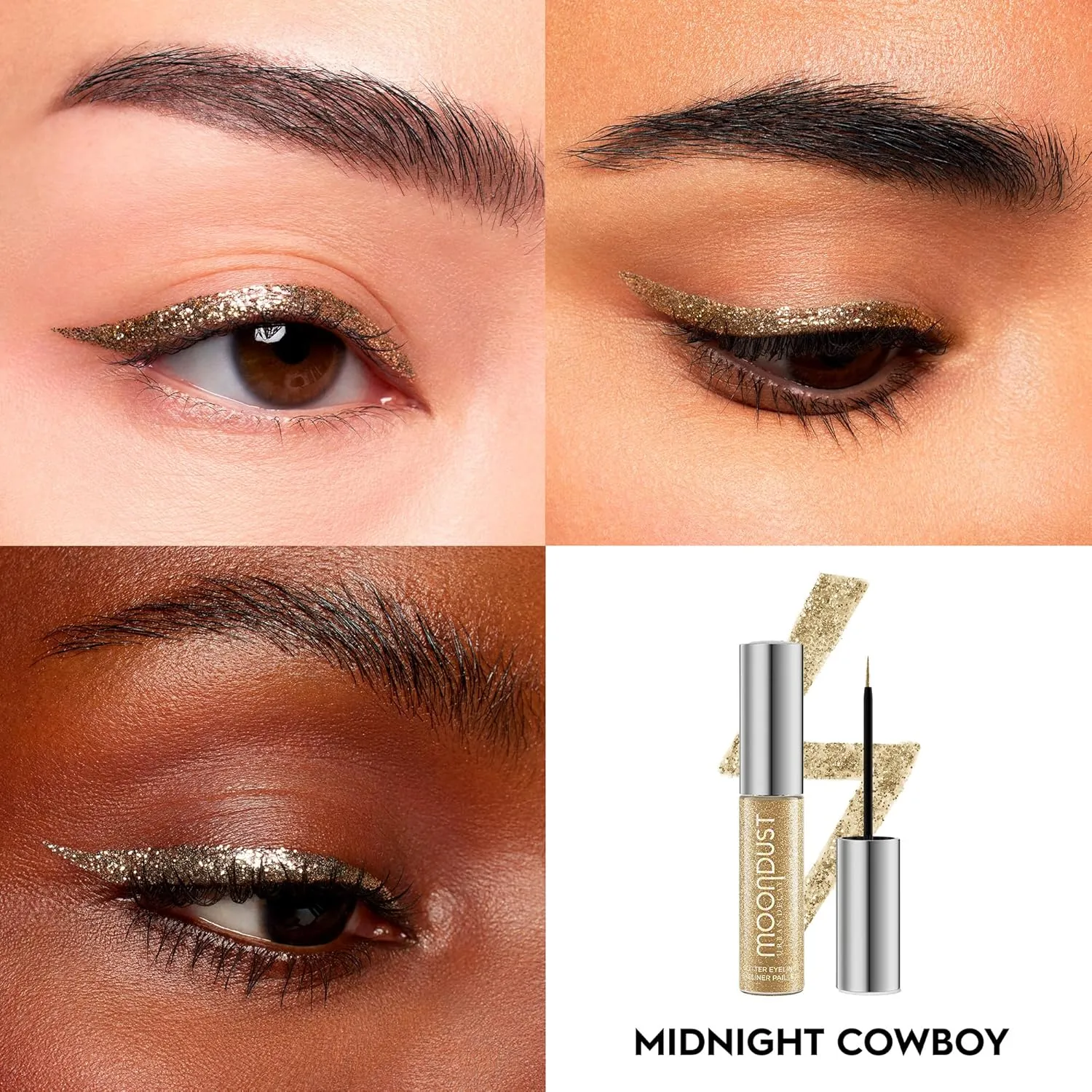 Urban Decay Moondust Liquid Glitter Eyeliner – Longwear Sparkle Liner & Eyeshadow Topper - Quick-Drying, Water-Based Formula – Buildable Shimmer Shades - Vegan Formula