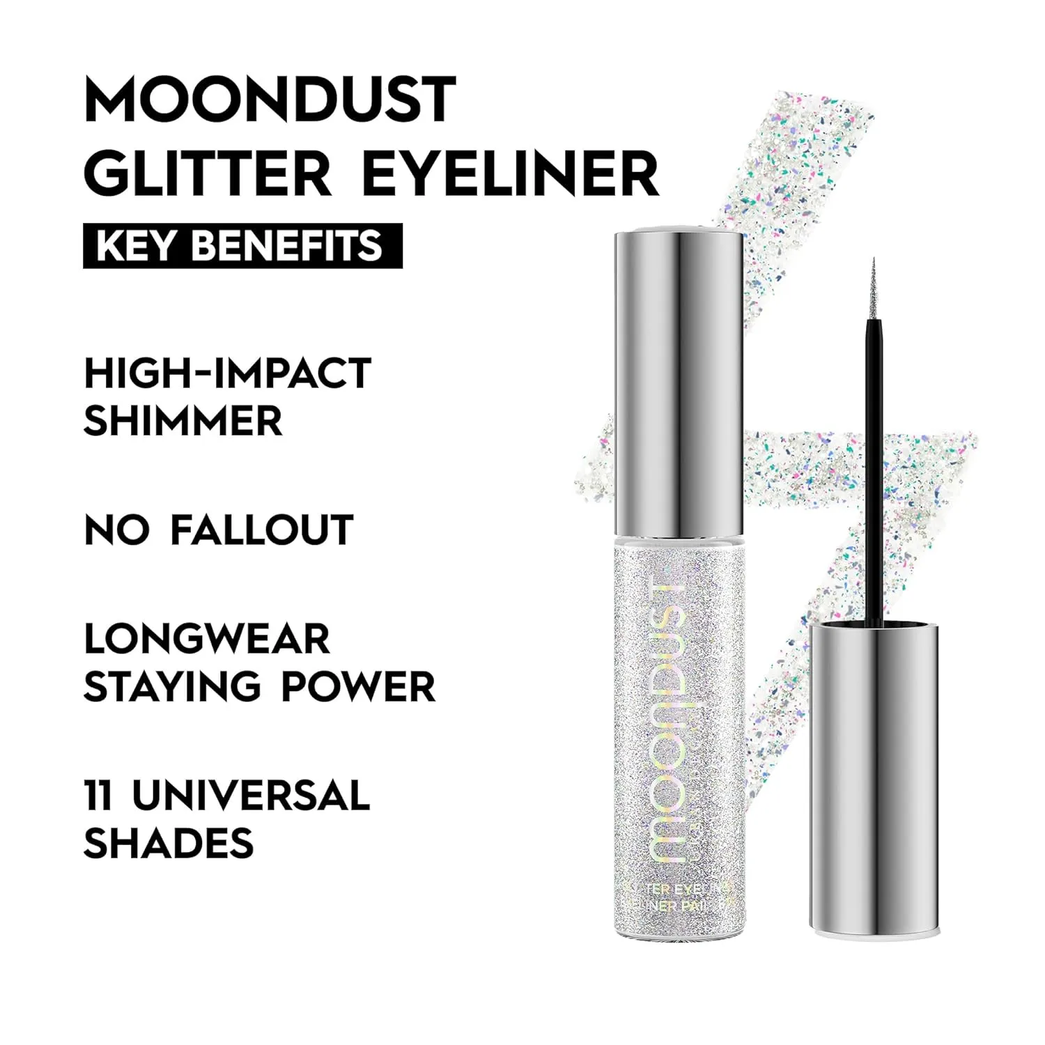 Urban Decay Moondust Liquid Glitter Eyeliner – Longwear Sparkle Liner & Eyeshadow Topper - Quick-Drying, Water-Based Formula – Buildable Shimmer Shades - Vegan Formula