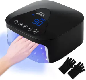 UV LED Nail Lamp - Cordless Gel Polish Dryer w/Auto Sensor, 4 Timers & UV Gloves | Magnetic Mirror Base | Fast Curing for Home & Salon
