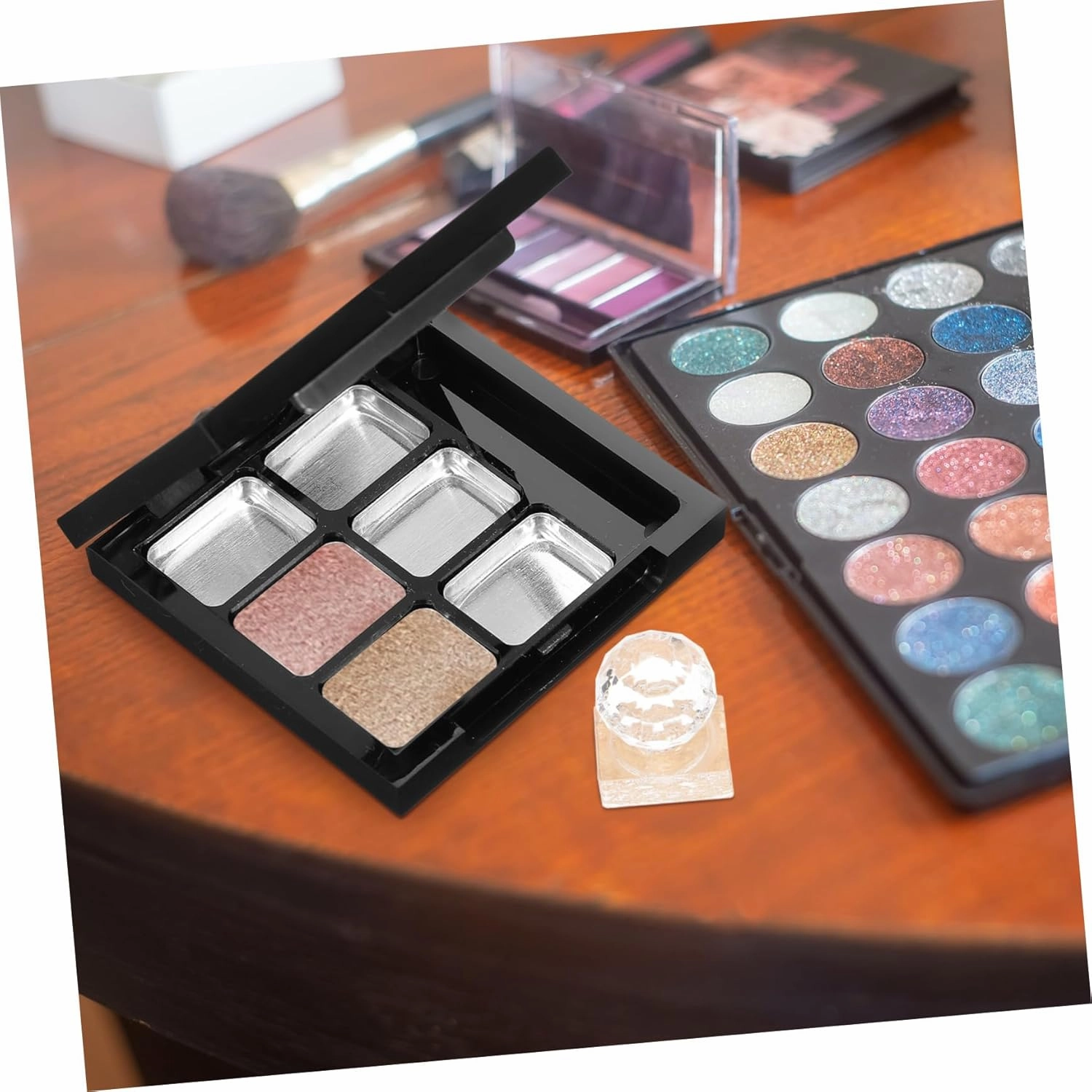 VALICLUD 1 Set Compact Highlighter Case with Mirror Refillable Cosmetics Container for Travel DIY Lipstick Organizer for Makeup the Go present for Women