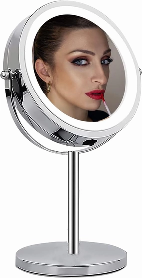 Vanity Mirror with Lights 1X 10X Magnifying Mirror with Light Double Side 7” LED Lighted Makeup Mirror for Makeup Shaving 360 Rotation Detachable Travel Mirror (Vanity Mirror with Lights)