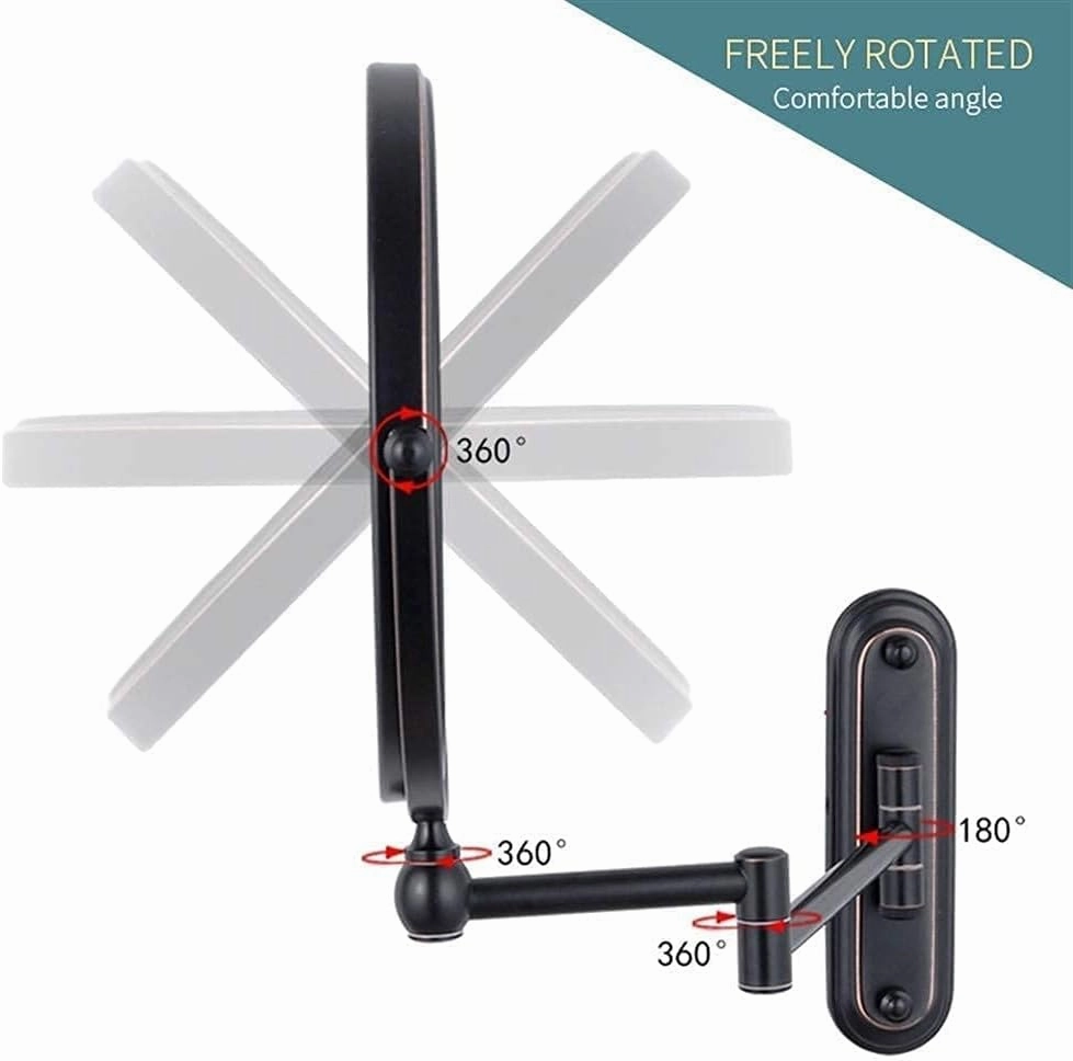 Wall Mounted Bathroom Hotel Makeup Mirror 10x Magnifying Double Sided Extension Arm 360 Degree Swivel Glass Mirrors (Color : 8 Inch 10x)