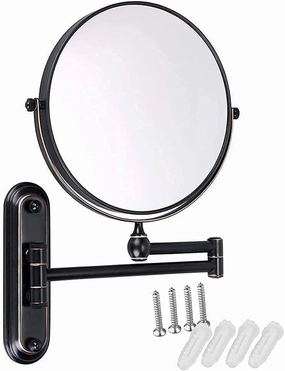 Wall Mounted Bathroom Hotel Makeup Mirror 10x Magnifying Double Sided Extension Arm 360 Degree Swivel Glass Mirrors (Color : 8 Inch 10x)
