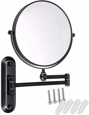 Wall Mounted Bathroom Hotel Makeup Mirror 10x Magnifying Double Sided Extension Arm 360 Degree Swivel Glass Mirrors (Color : 8 Inch 10x)
