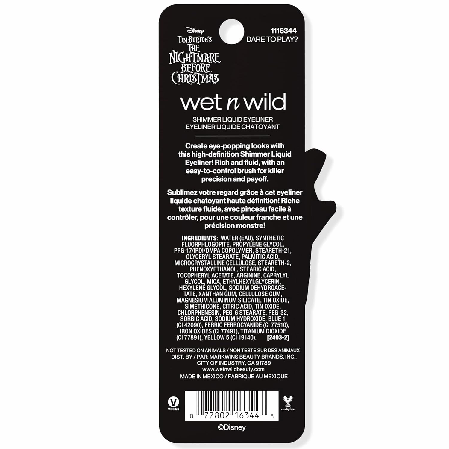 wet n wild Nightmare Before Christmas Liquid Eyeliner, Semi-Sheer Buildable Glitter Formula, Richly Pigmented Color, Flexible Precision Brush for Easy Application, Cruelty-Free - Dare to Play