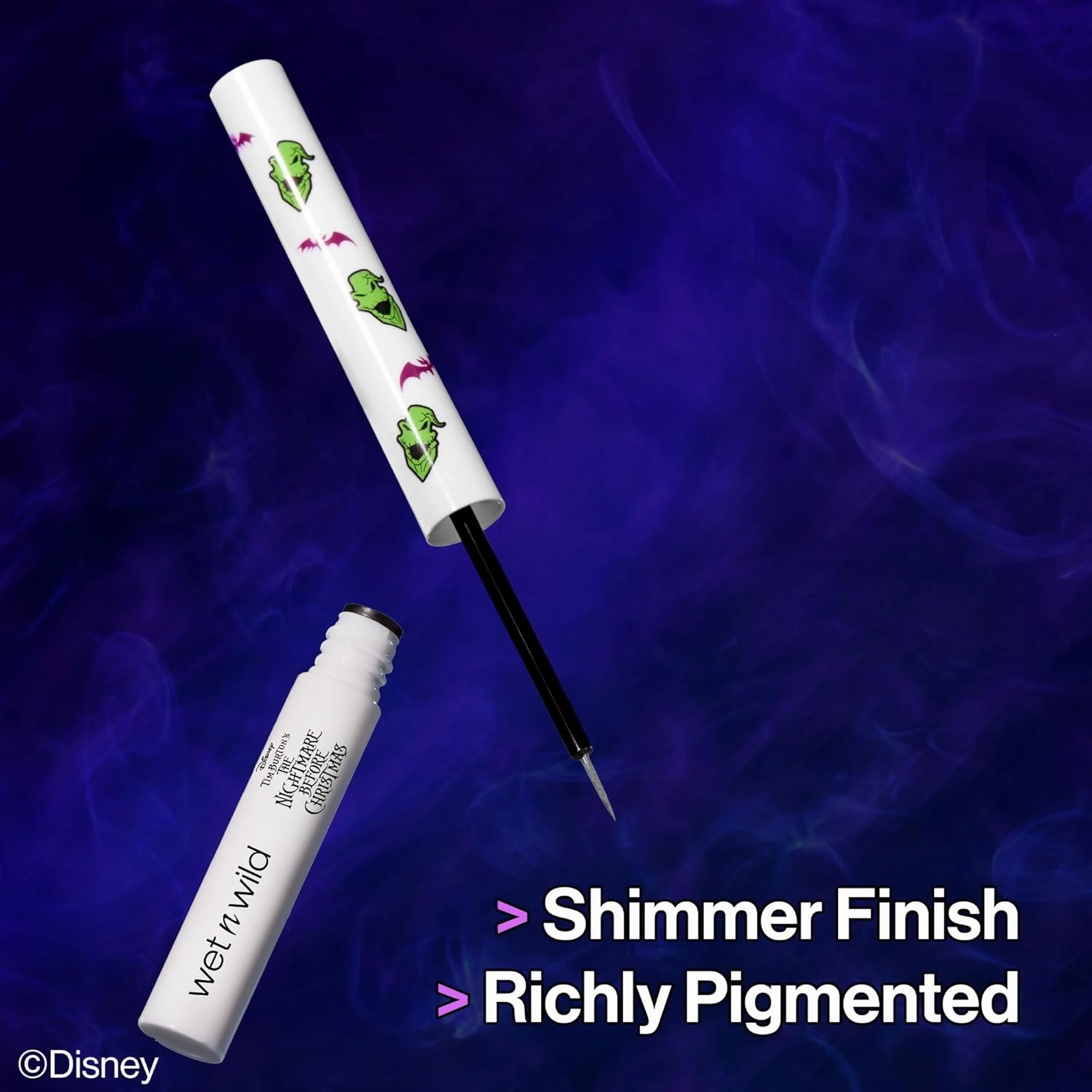 wet n wild Nightmare Before Christmas Liquid Eyeliner, Semi-Sheer Buildable Glitter Formula, Richly Pigmented Color, Flexible Precision Brush for Easy Application, Cruelty-Free - Dare to Play