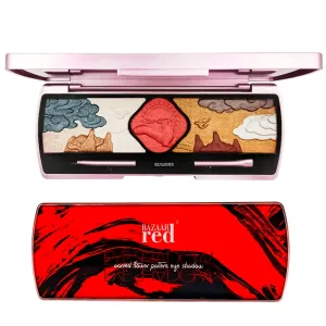 Xaena Carved Flower Pattern Eyeshadow Palette - Colorful Eye Makeup in 9 Shades with Eyeshadow Brush and Mirror - Embossed Palette for Creative Looks