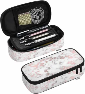 Yekiua Marble Pen Bag Beautiful Abstract Glitter Marbling Large Pencil Case Big Capacity Pencil Pouch Pencil Holder Rose Gold