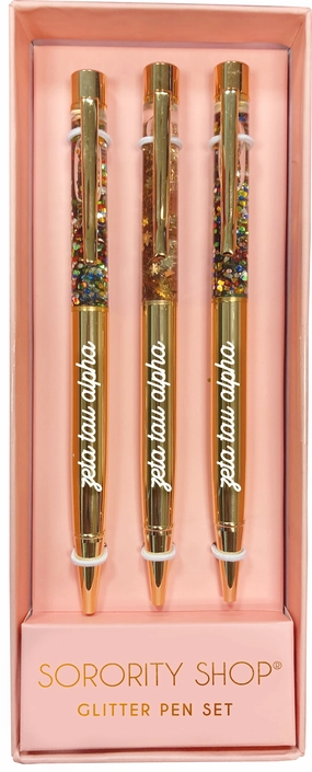 Zeta Tau Alpha Glitter Pens (Set of 3)
